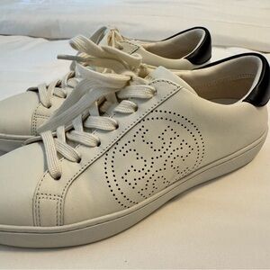 Tory Burch Cream and Navy Blue Sneakers